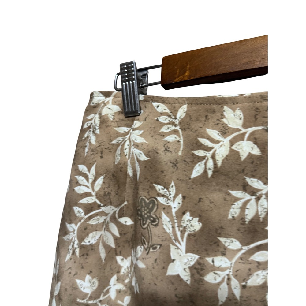 Wrothingon Floral Botanical Wrap Skirt Women Size M Tan‎ Brown Excellent A-Line - Picture 6 of 9